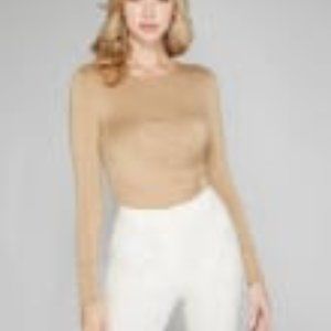 Marciano Ruched Top in Tan Size Large